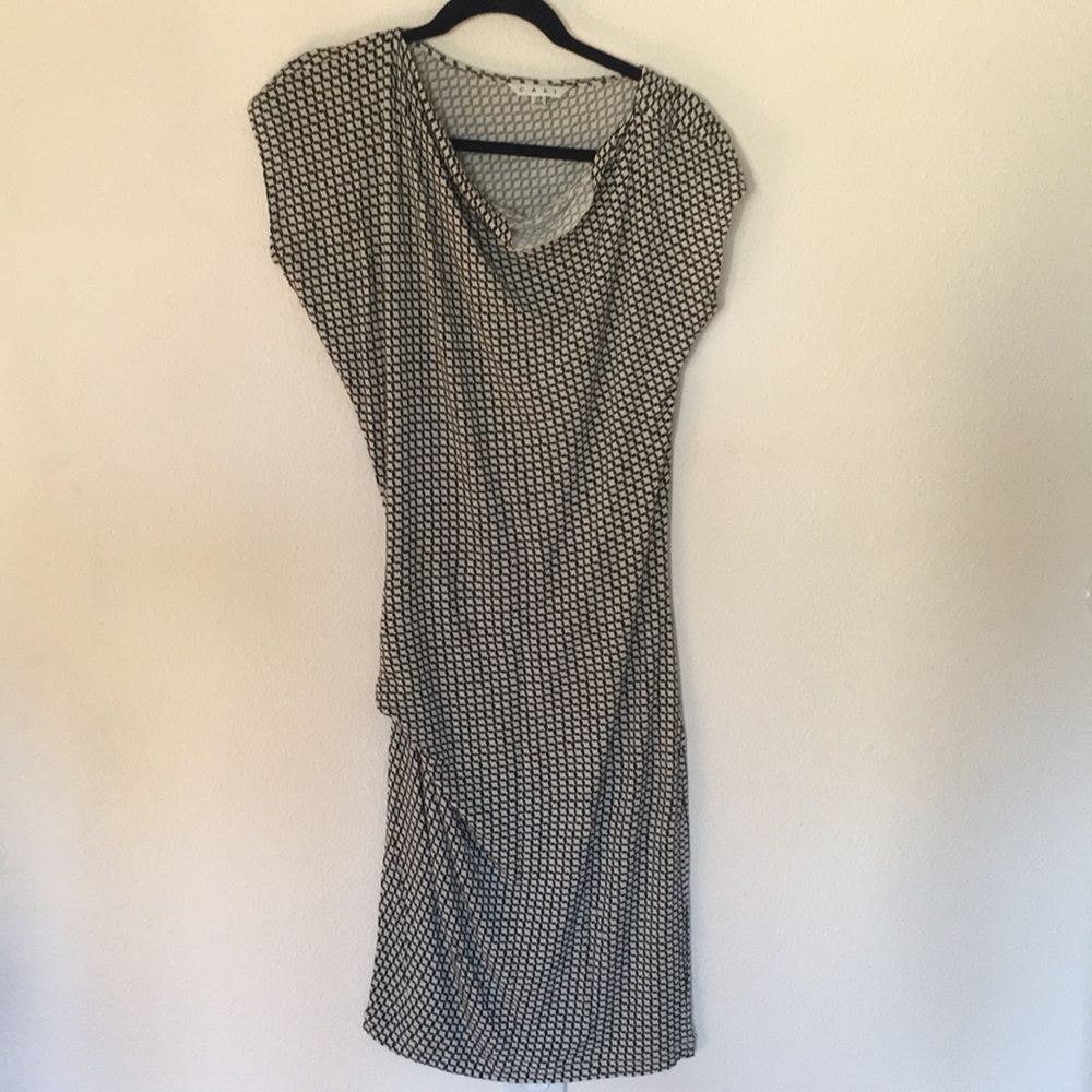 CAbi Black and White Geometric Midi Dress
